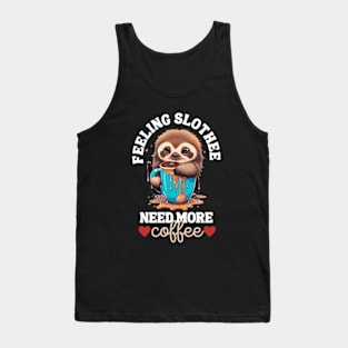 Funny Sloth Caffeine Black Tank Top